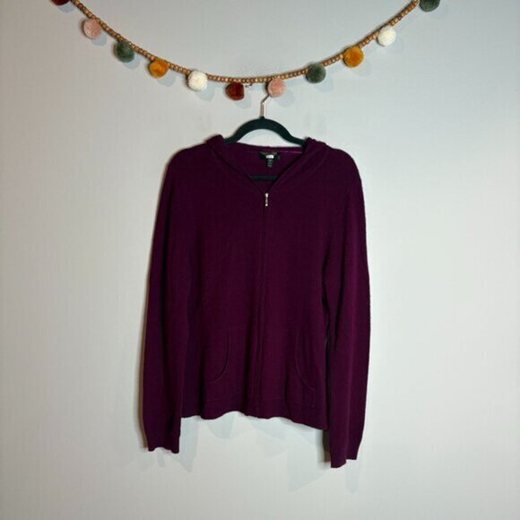 Charter Club magenta full zip cashmere sweater - Picture 1 of 5